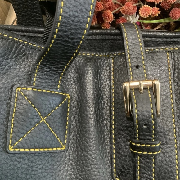 Dooney & Bourke Black Leather Tote with Gold Accents - Picture 8 of 16